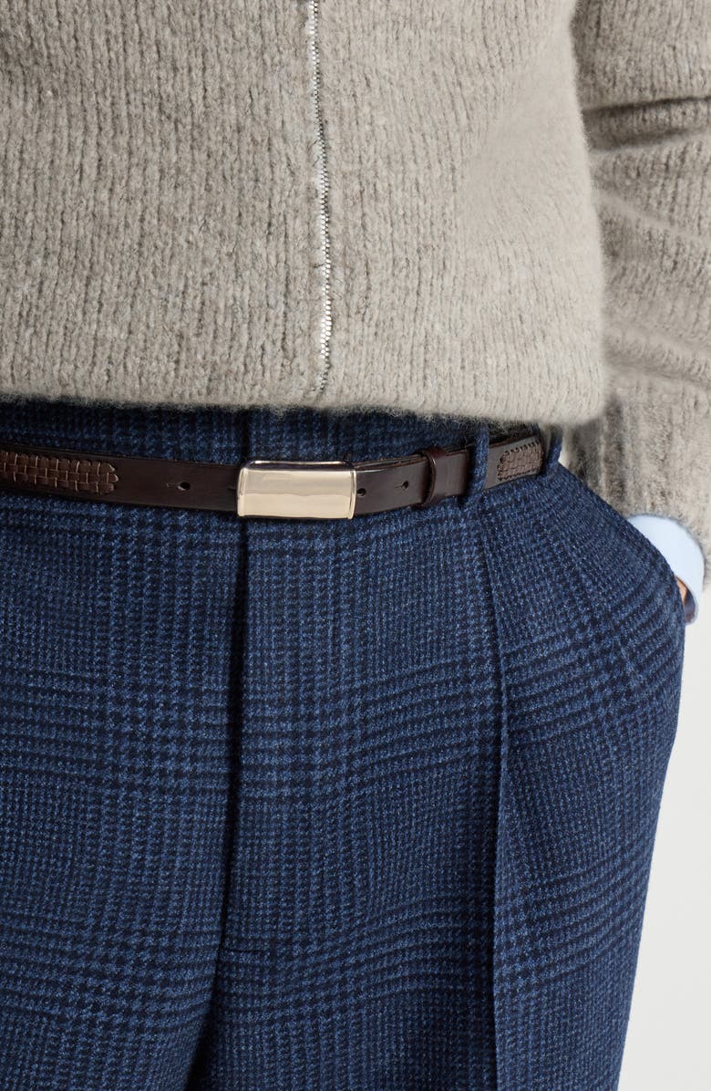 Brunello Cucinelli Textured calfskin belt with box-frame buckle, Alternate, color, Rust Brown