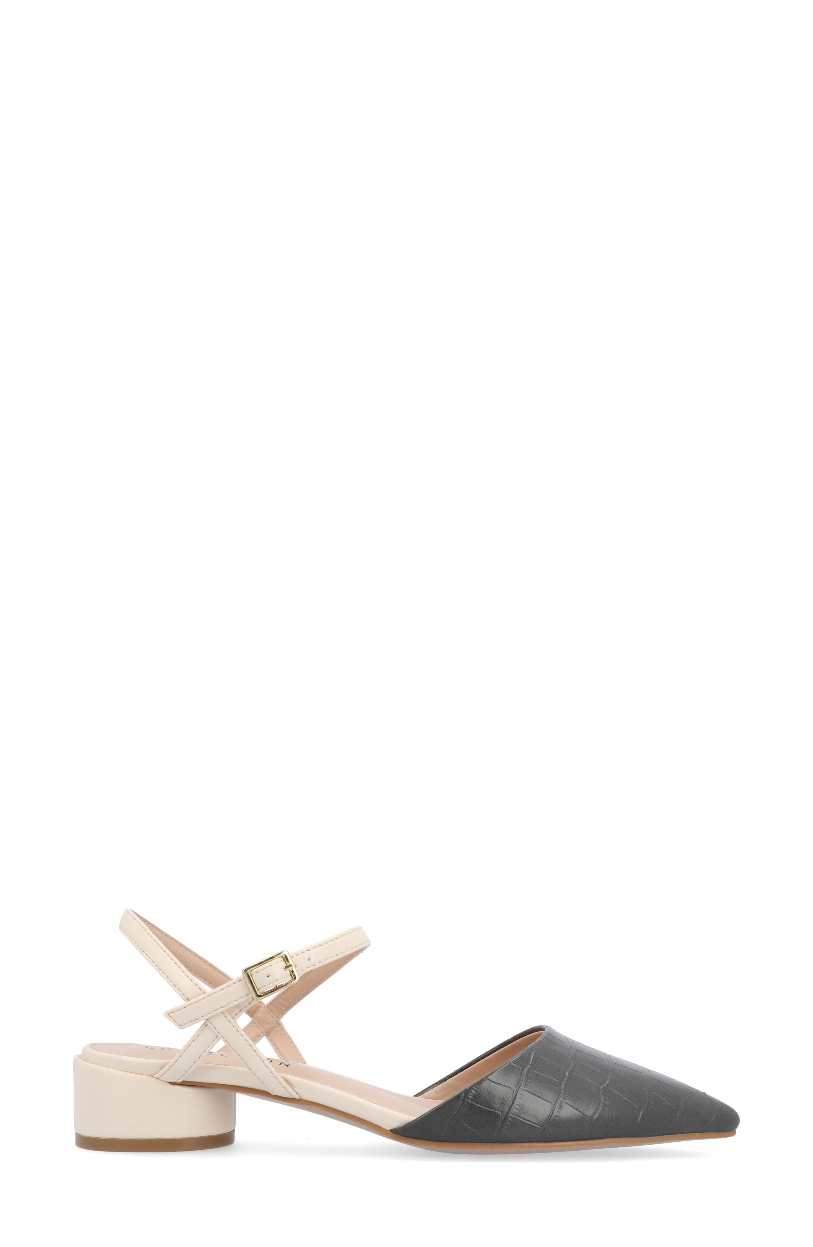 Journee Collection Brynn Croc Embossed Pump, Alternate, color, Charcoal