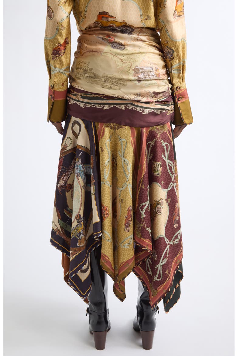 Valiant Print Draped Silk Scarf Skirt, Alternate, color, SPLICED SCARVES