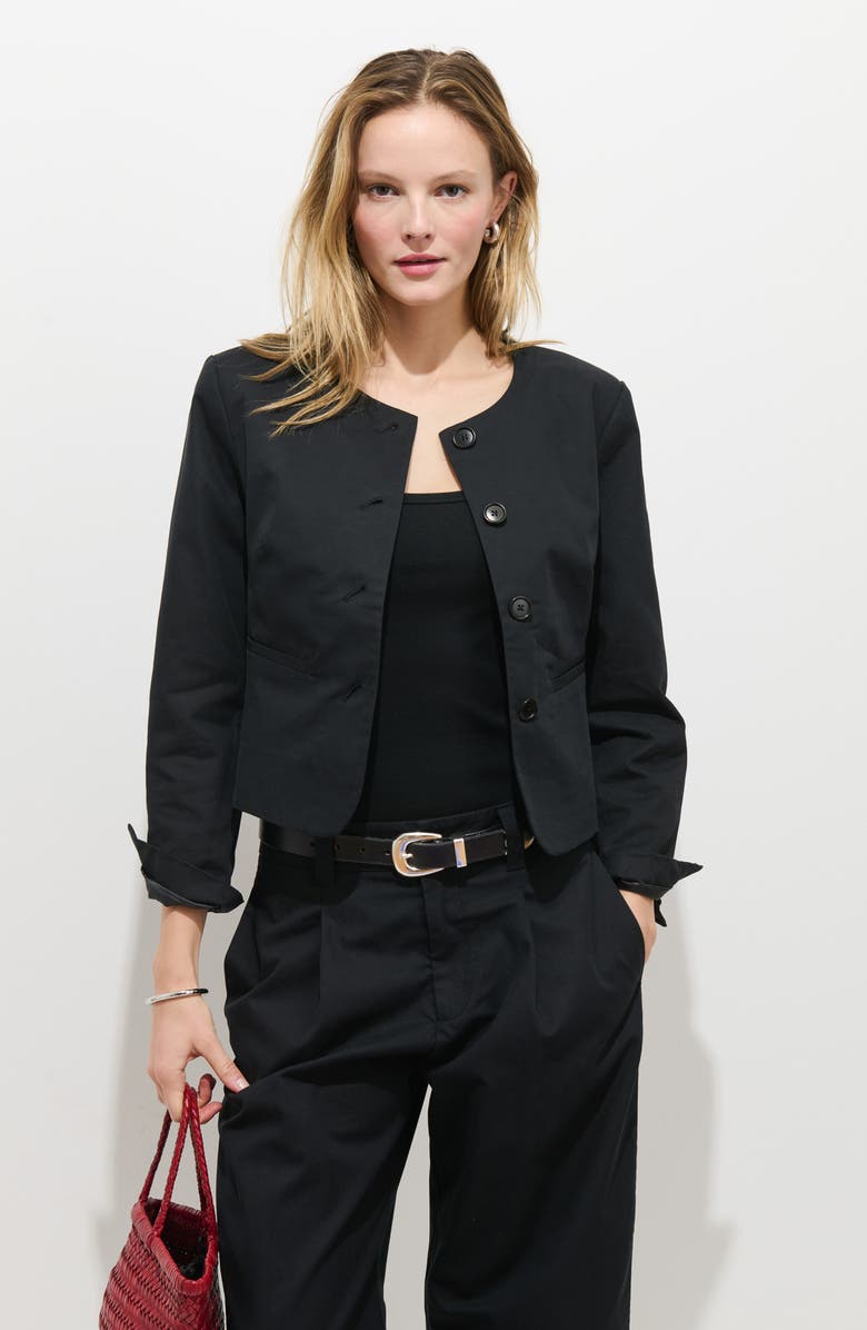 Alex Mill Soho Collarless Cotton & Linen Jacket, Alternate, color, Black
