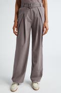 Eleventy Pleated Stretch Wool Belted Pants