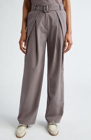 Eleventy Pleated Stretch Wool Belted Pants