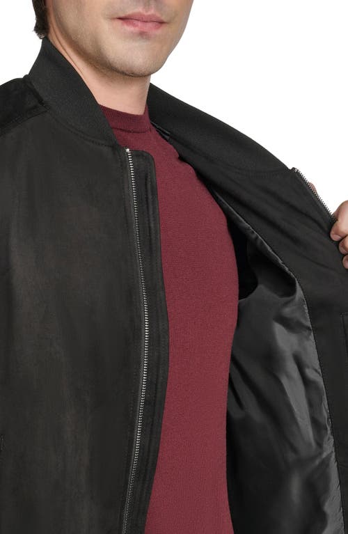 Cole Haan Signature Faux Suede Bomber Jacket In Black