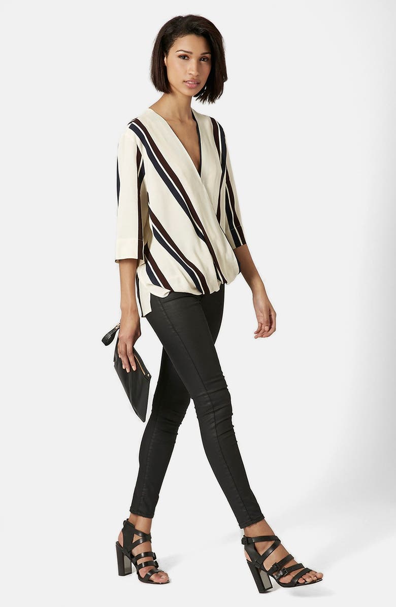 Topshop Drape Front Blouse, Alternate, color, 