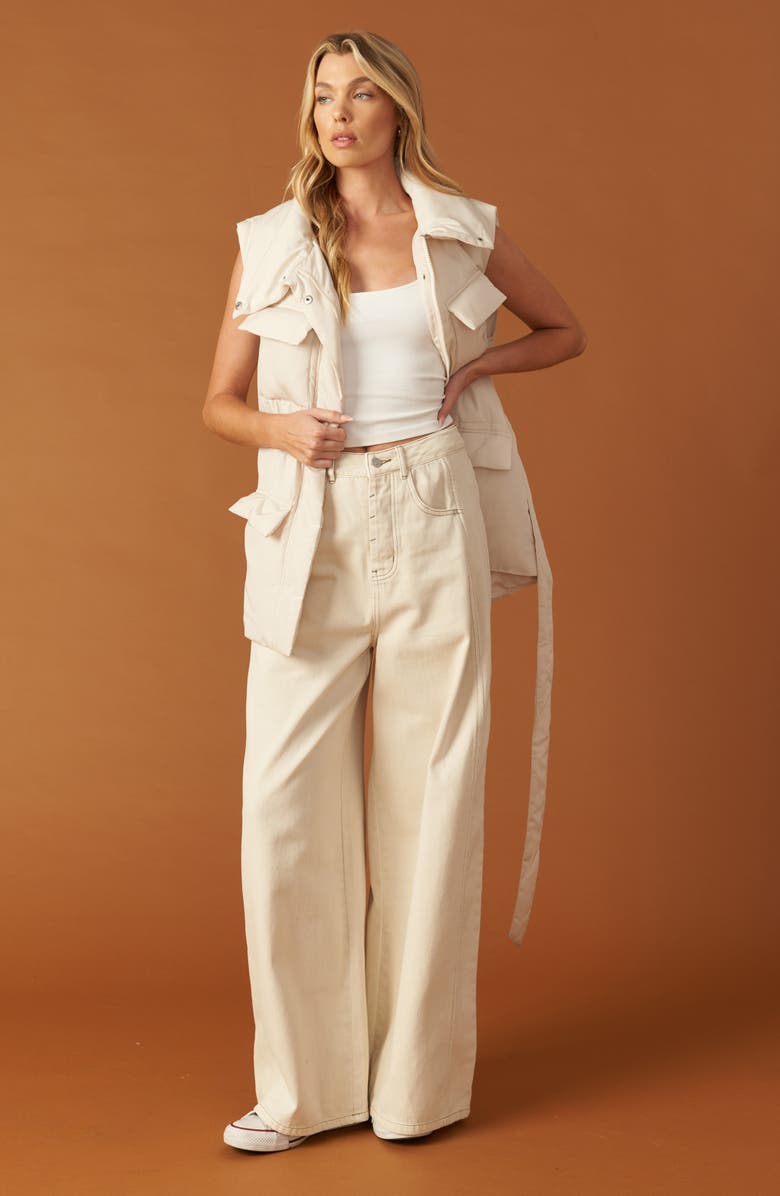 FLYING TOMATO Channel Quilted Puffer Vest, Alternate, color, Beige