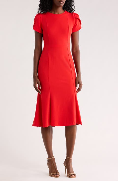Tulip Sleeve Midi Dress