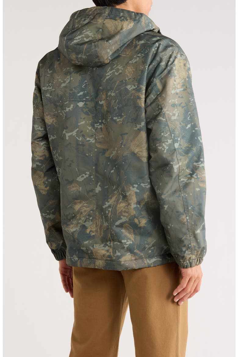 Water Repellent Hooded Fleece Lined Windbreaker Pullover, Alternate, color, CAMO COMBI GREEN / BLACK