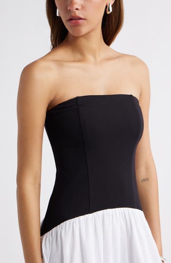 Curved Waist Strapless Maxi Dress