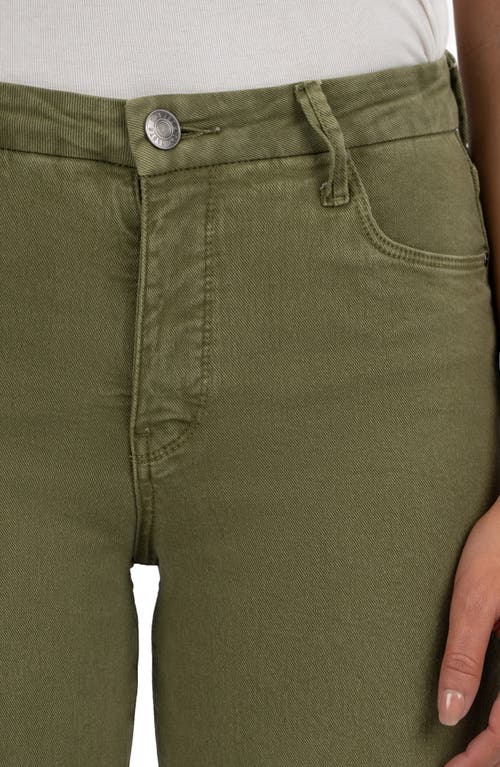 Kut From The Kloth Meg Fab Ab Raw Hem High Waist Ankle Wide Leg Jeans In Olive