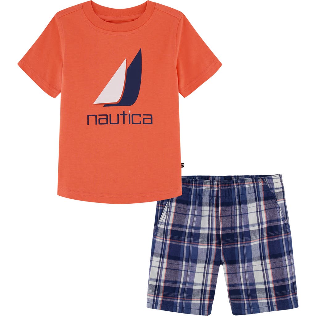 Nautica Graphic Tee & Woven Shorts Set In Orange