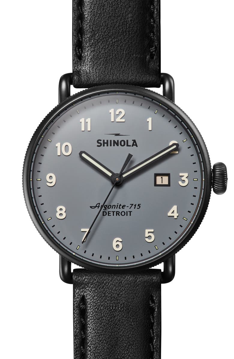 Shinola The Canfield Leather Strap Watch, 43mm, Main, color, 