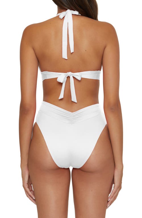 Shop Becca Shirred V-wire Halter Bikini Top In White