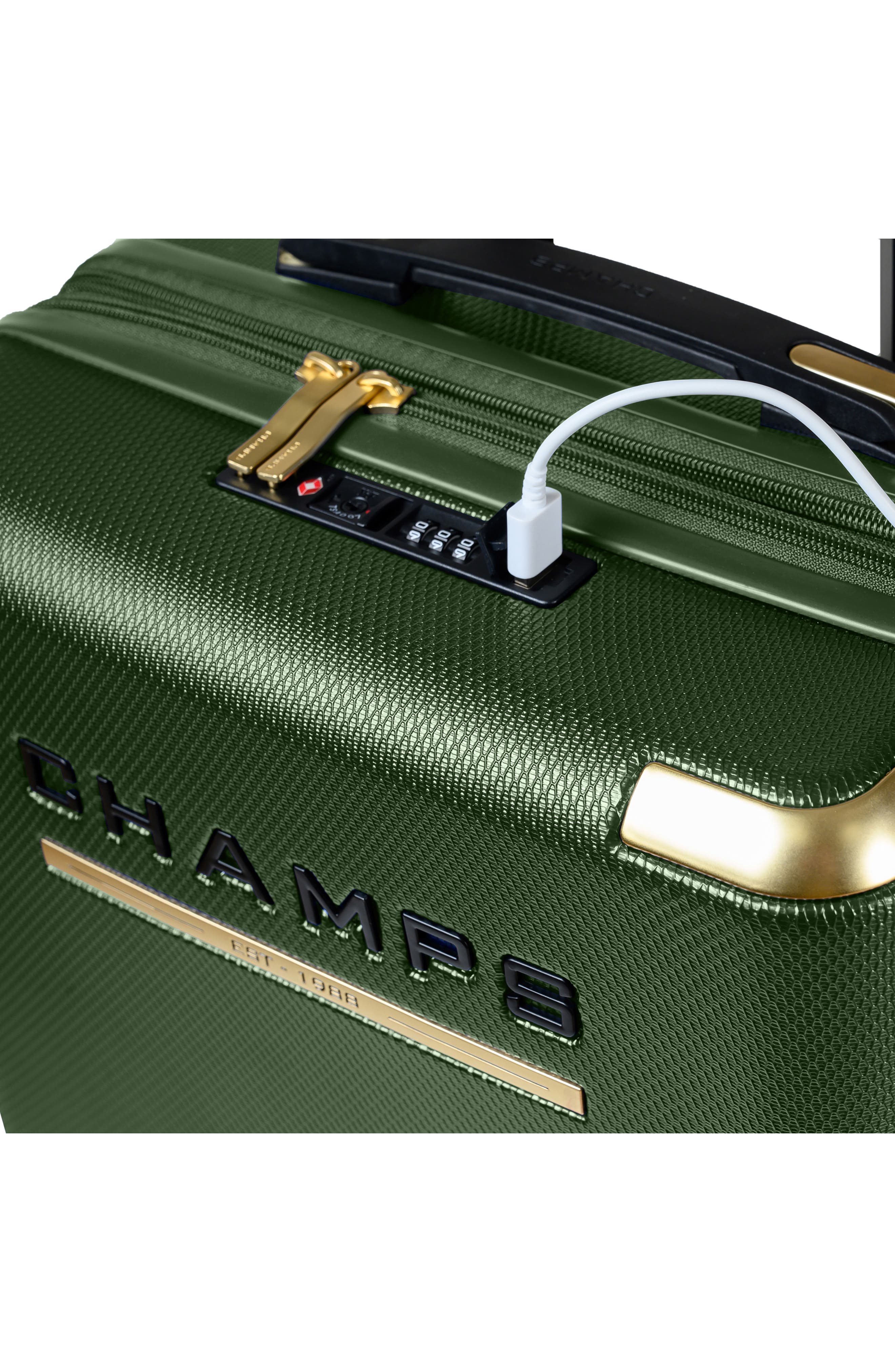CHAMPS Luxe II 3-Piece Hardside Spinner Suitcases, Alternate, color, Green