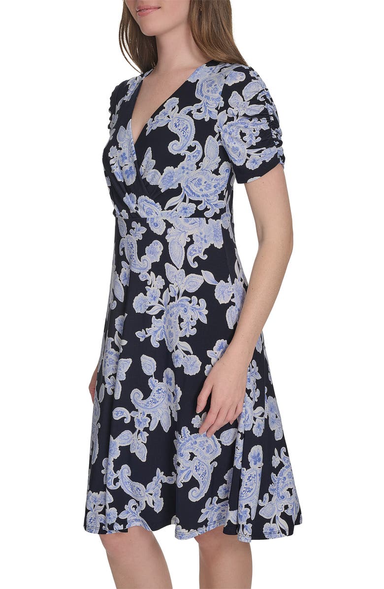 Tommy Hilfiger Paisley Short Sleeve Jersey Fit & Flare Dress, Alternate, color, 
