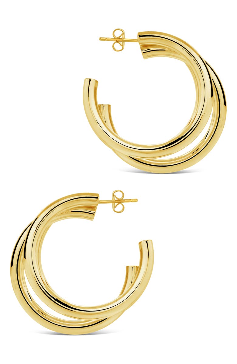 Sterling Forever Michaela Triple Hoop Earrings, Alternate, color, Gold