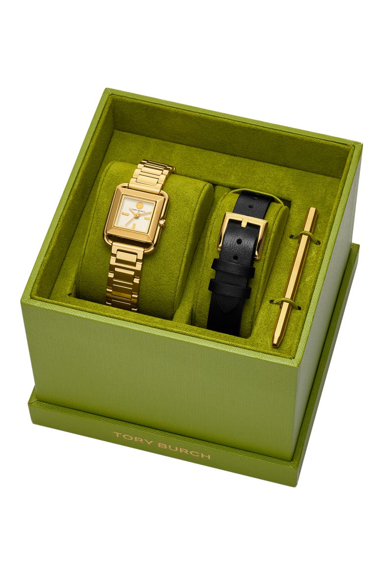 The Small Kira Square Bracelet Watch Set, 18mm x 18mm, Alternate, color, GOLD