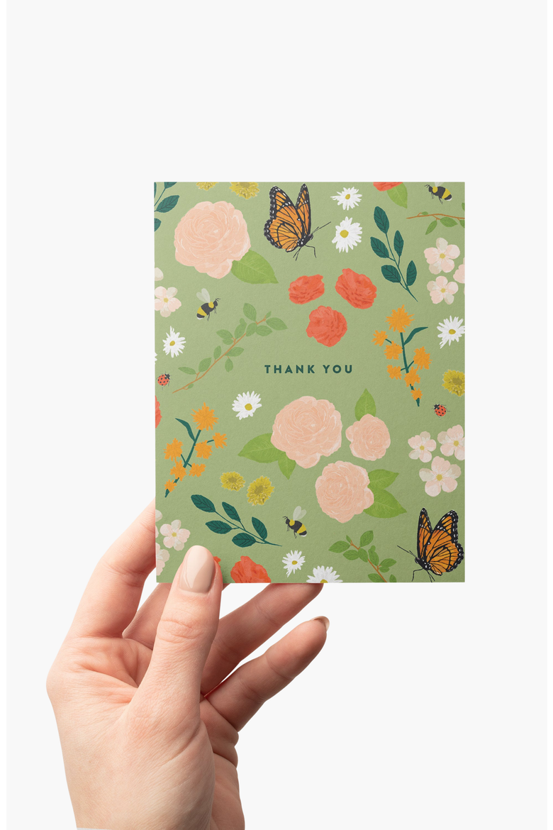 Boxed Set of 8 Floral Greeting Cards, Alternate, color, Green Floral