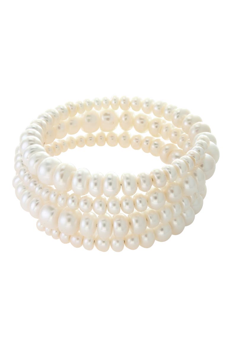 8-9mm Freshwater Pearl Wrap Bracelet, Main, color, WHITE