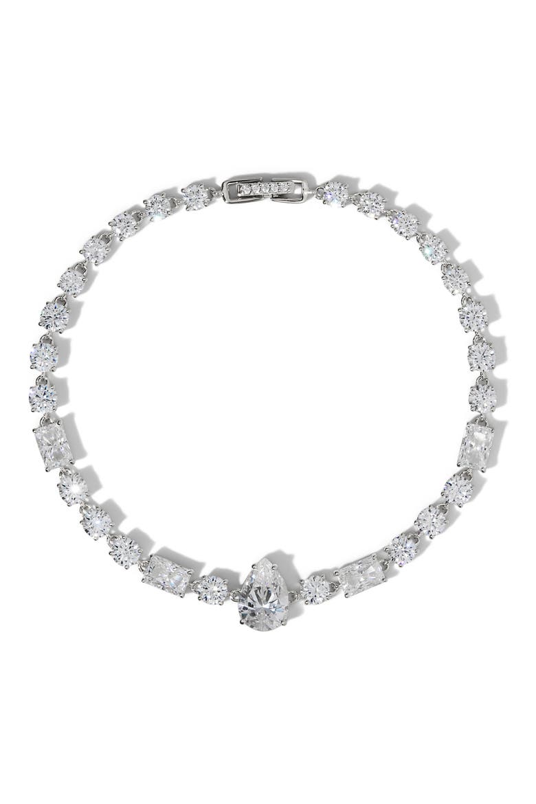 Everleigh Cubic Zirconia Line Bracelet, Main, color, RHODIUM
