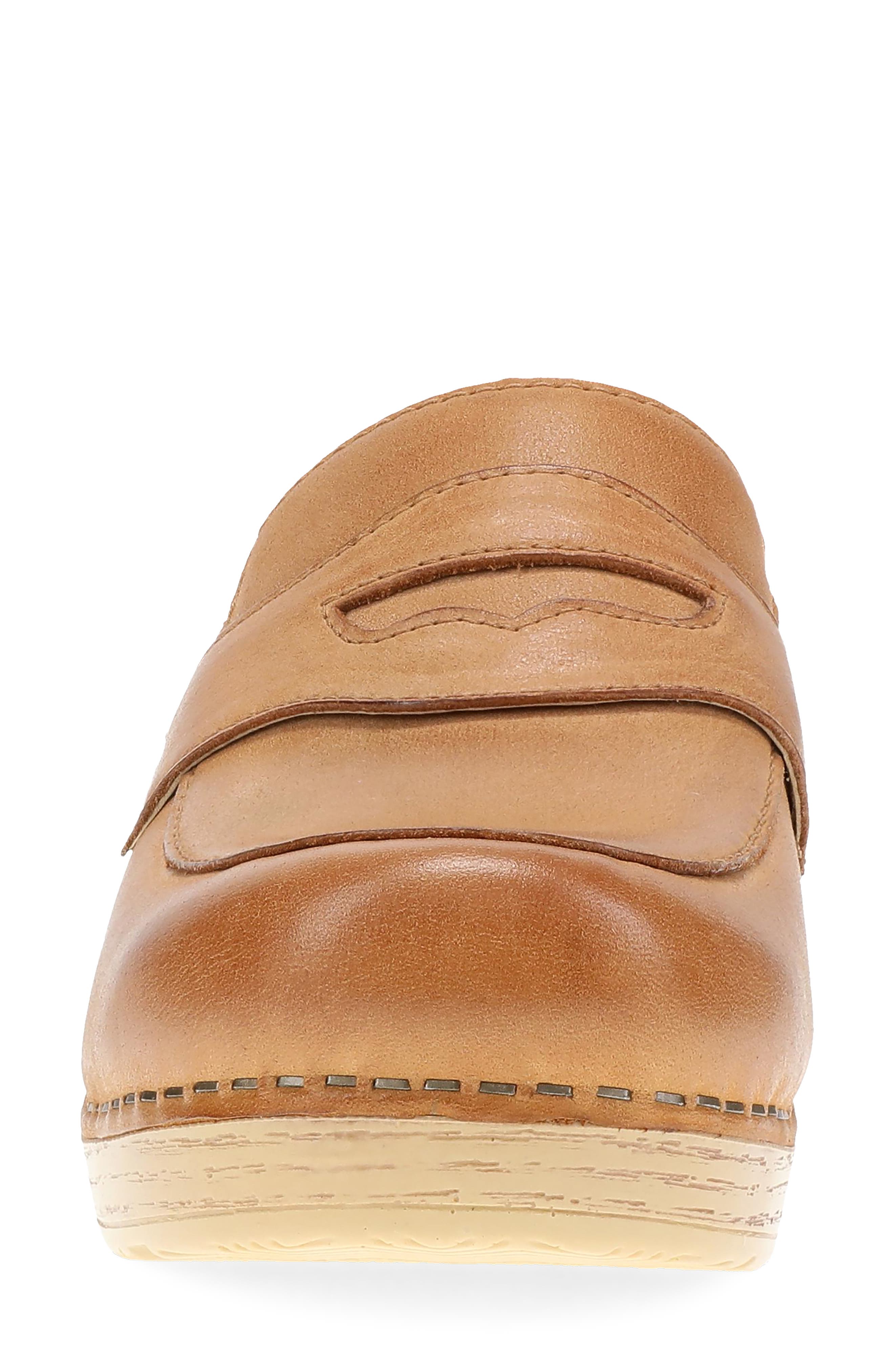 Lyric Leather Penny Loafer Clog, Alternate, color, LUGGAGE