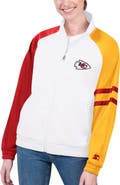 STARTER Women's Starter White Kansas City Chiefs Curve Ball Raglan Full-Zip Track Jacket