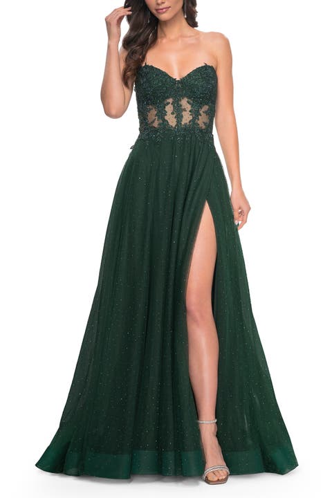 A-Line Tulle Ballgown with Lace Illusion Bodice