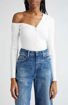 STAUD Craftsman One-Shoulder Rib Cardigan