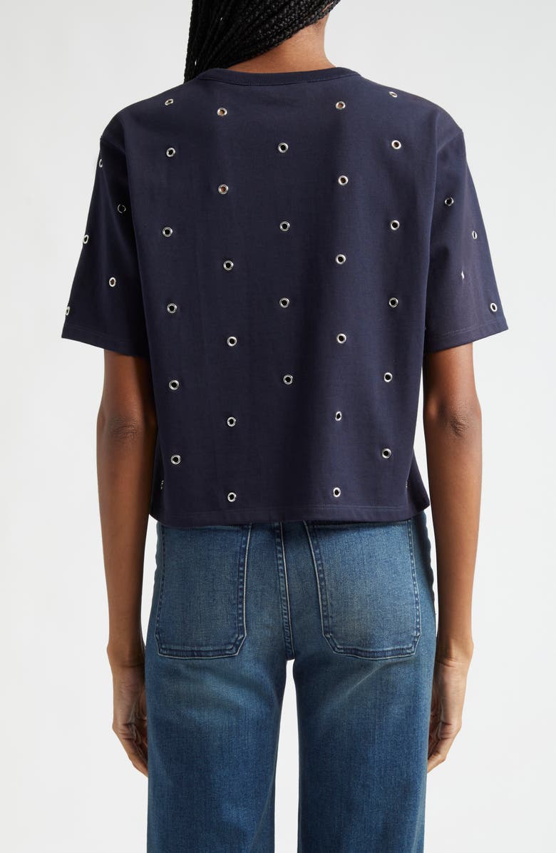 Veronica Beard Sebastian Grommet Accent Cotton T-Shirt, Alternate, color, Navy