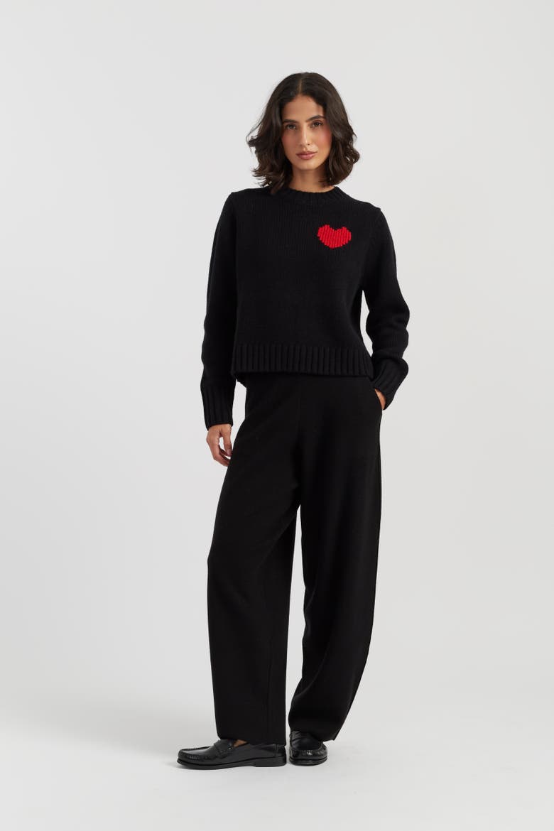 Merino Heart Sweater, Alternate, color, Black