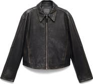 MANGO Leather Bomber Jacket