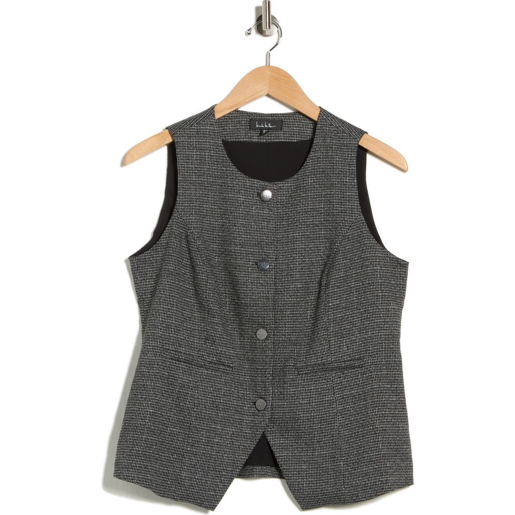 Nicole Miller Ava Houndstooth Vest In Black