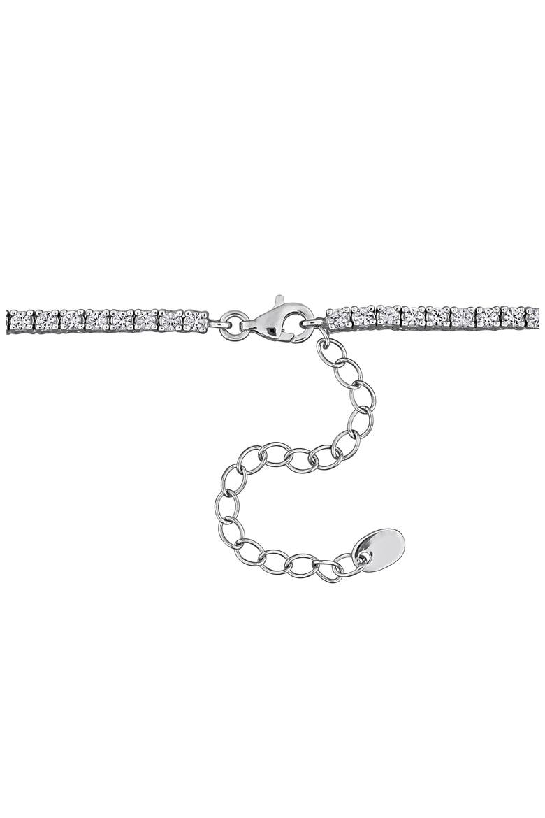 Lab Created Pink Sapphire & White Sapphire Floral Station Necklace, Alternate, color, PINK
