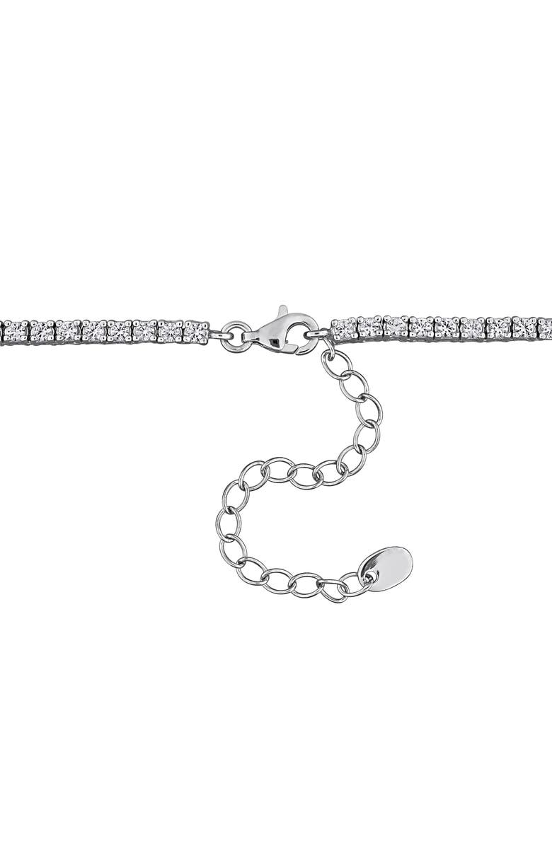 DELMAR Lab Created Pink Sapphire & White Sapphire Floral Station Necklace, Alternate, color, Pink