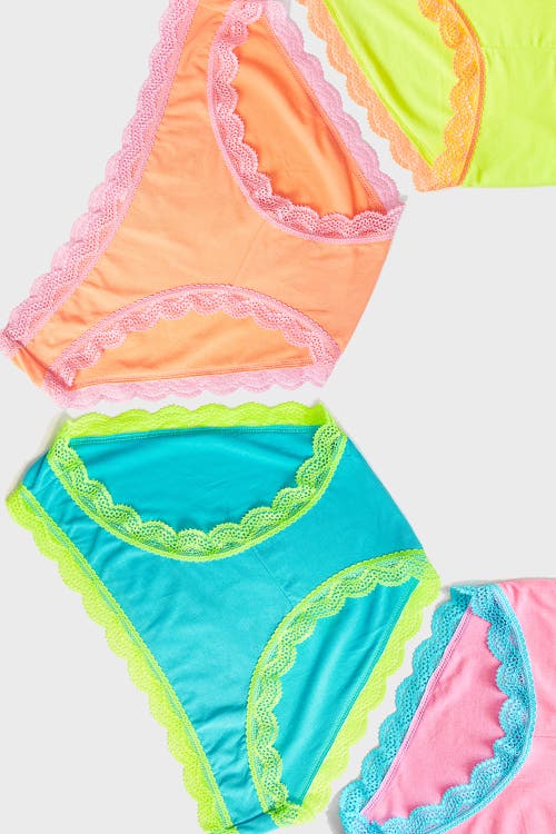 Stripe & Stare Original Knicker Four Pack In Neon Candy