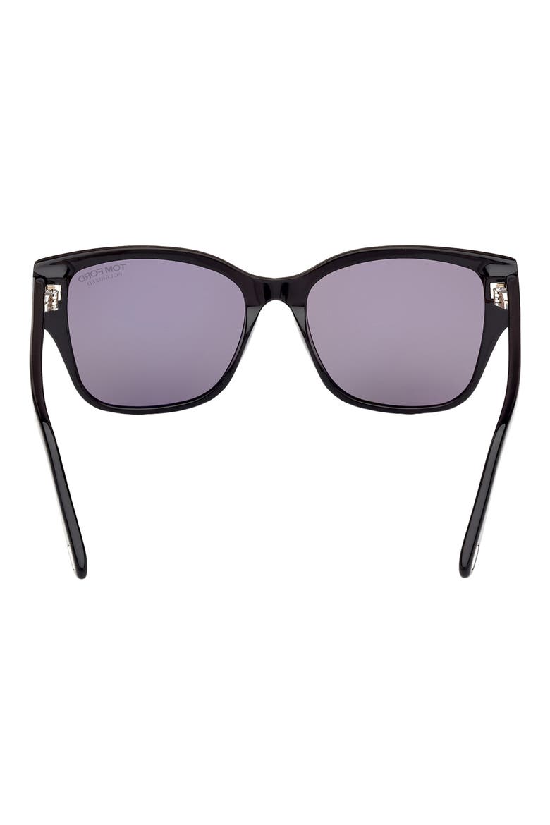 Elsa 55mm Polarized Butterfly Sunglasses, Alternate, color, SBLK/SMKPZ