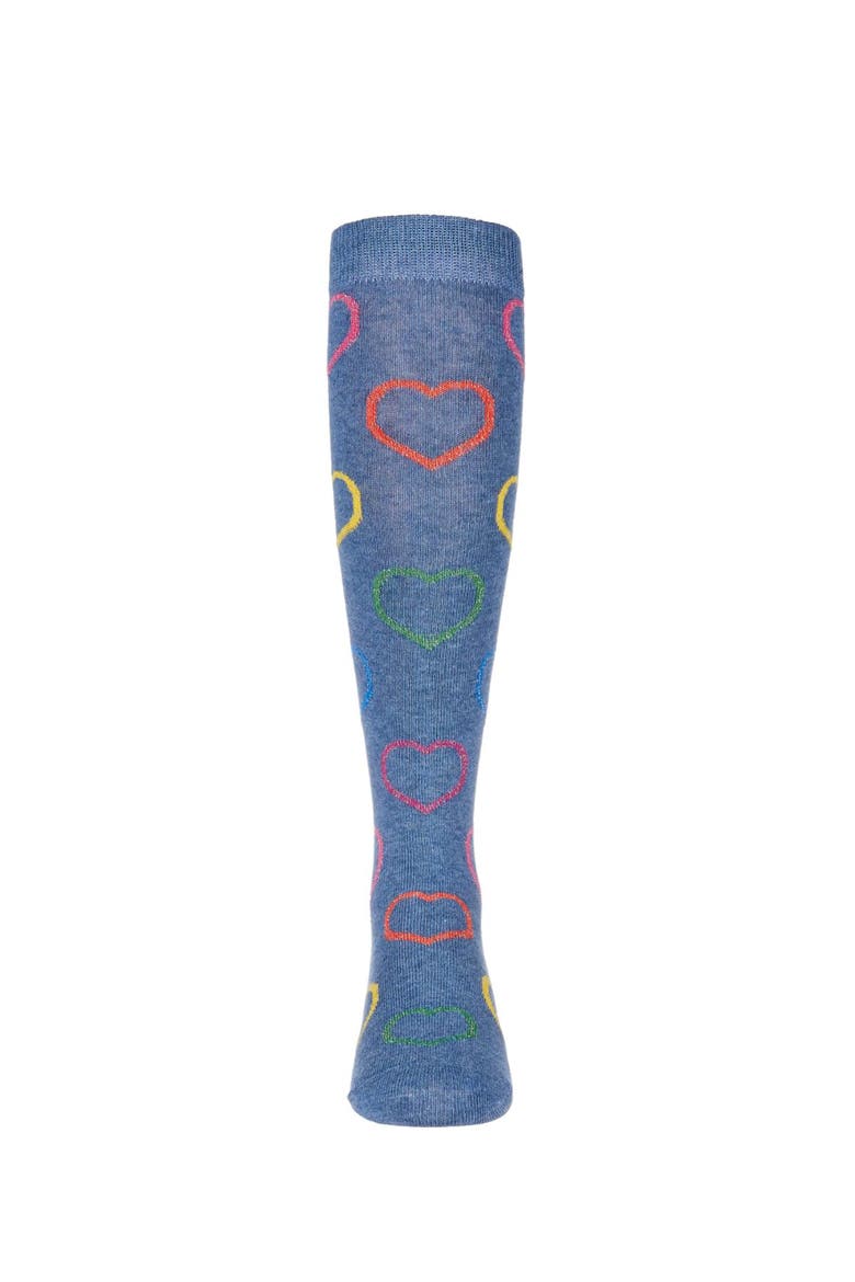 Dazzling Hearts Knee High Socks, Alternate, color, Denim