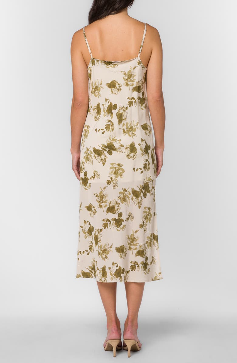 VELVET HEART Talulla Floral Midi Slipdress, Alternate, color, Olive Shrub Watercolor