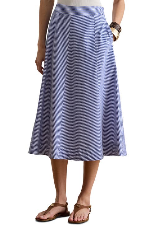 Striped Paneled Cotton Broadcloth Skirt (Petite)