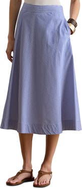 Lauren Ralph Lauren Striped Paneled Cotton Broadcloth Skirt