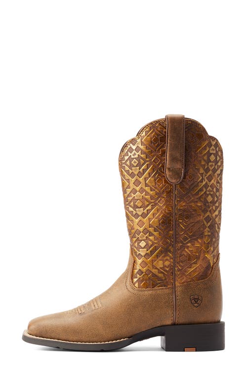Ariat Round Up Wide Toe Western Boot In Brown