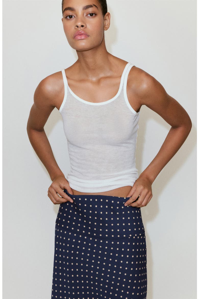 Flippy Polka Dot High-Low Skirt, Alternate, color, NAVY