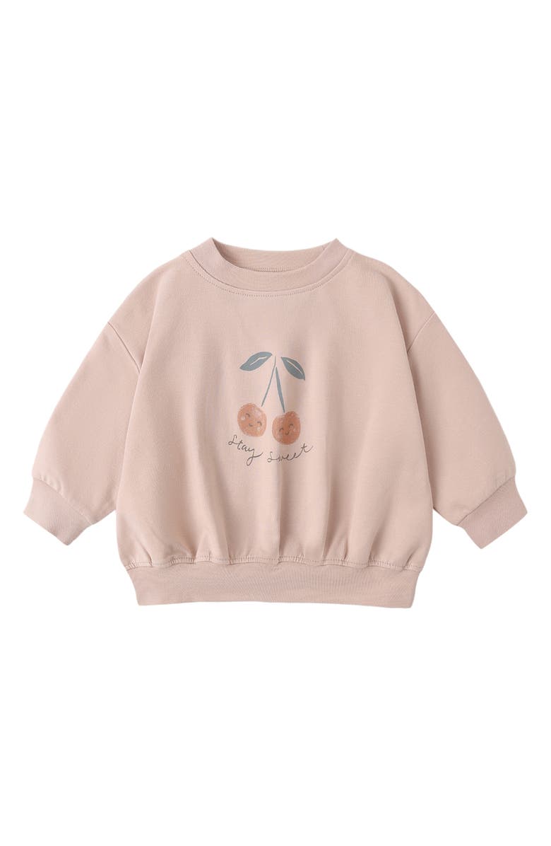 QUINCY MAE Cherry Relaxed Fit Stretch Organic Cotton Terry Sweatshirt, Main, color, Blush