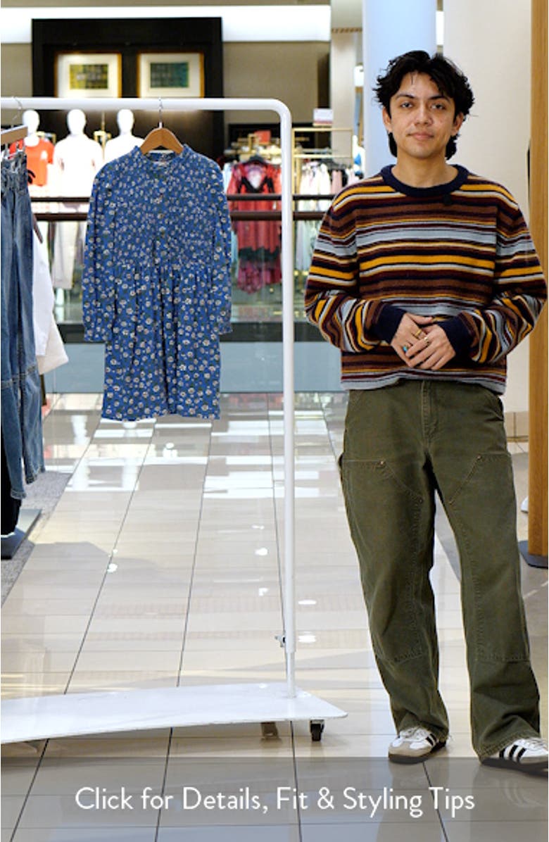 Kids' Floral Long Sleeve Smocked Bodice Cotton Jersey Dress, sales video thumbnail