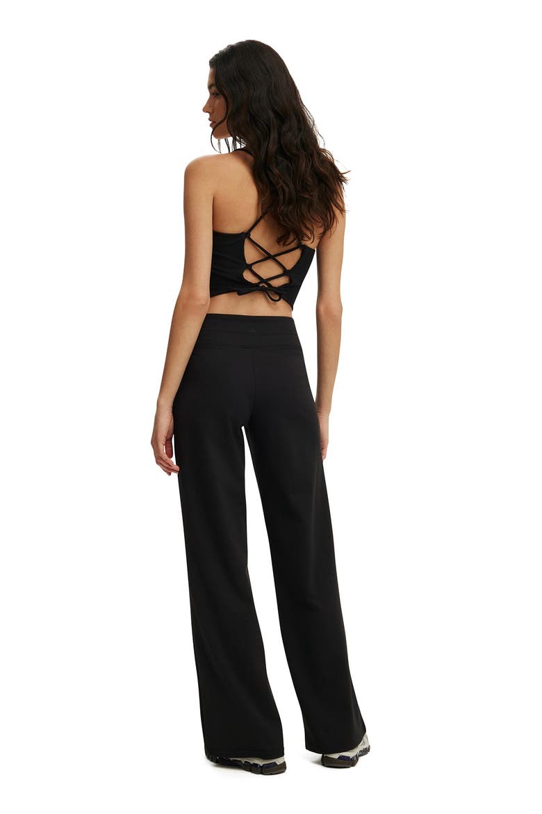 Women's Active Ultra Soft Tie Front Wide Leg Pant, Alternate, color, Black