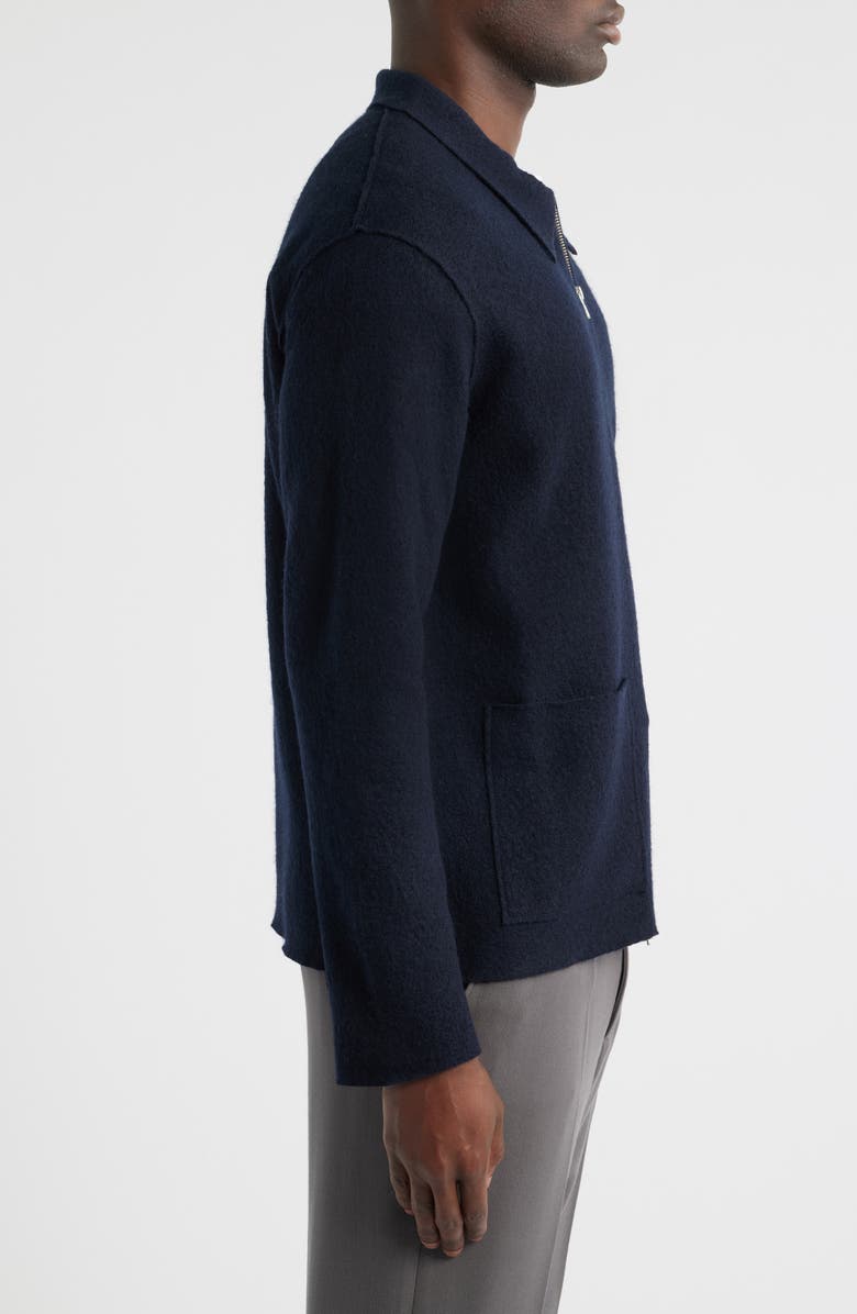 NN07 Jonas 6398 Boiled Merino Wool Zip Cardigan, Alternate, color, Navy Blue