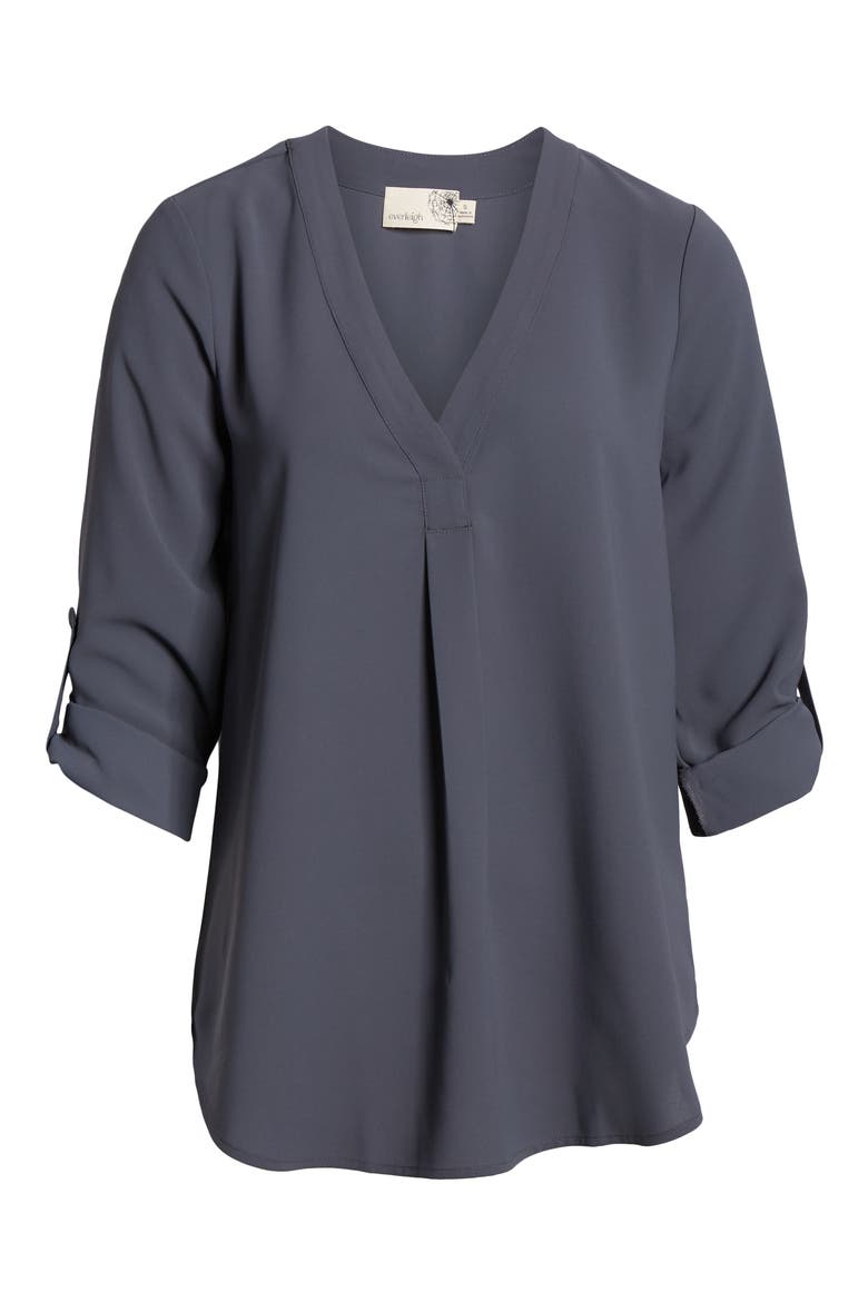 Roll Tab Sleeve Tunic, Alternate, color, GREY