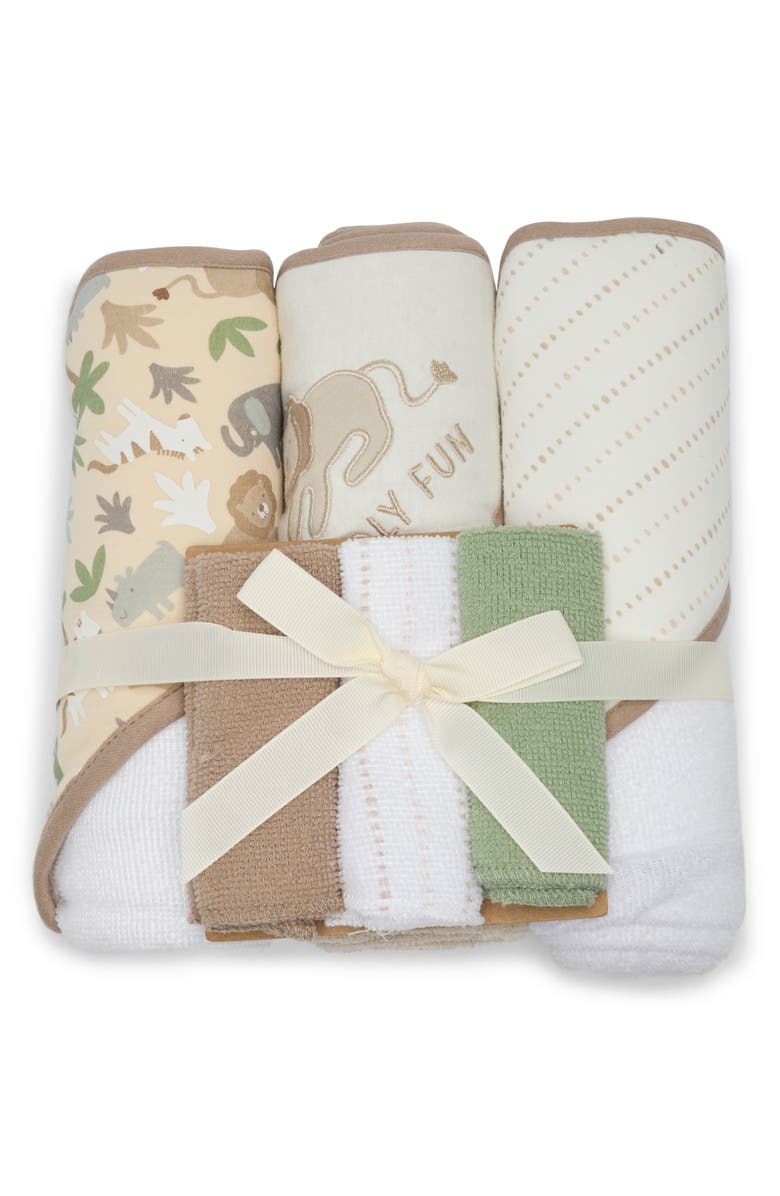DREAMGRO 6-Piece Hooded Towel & Washcloth Set, Main, color, Tan