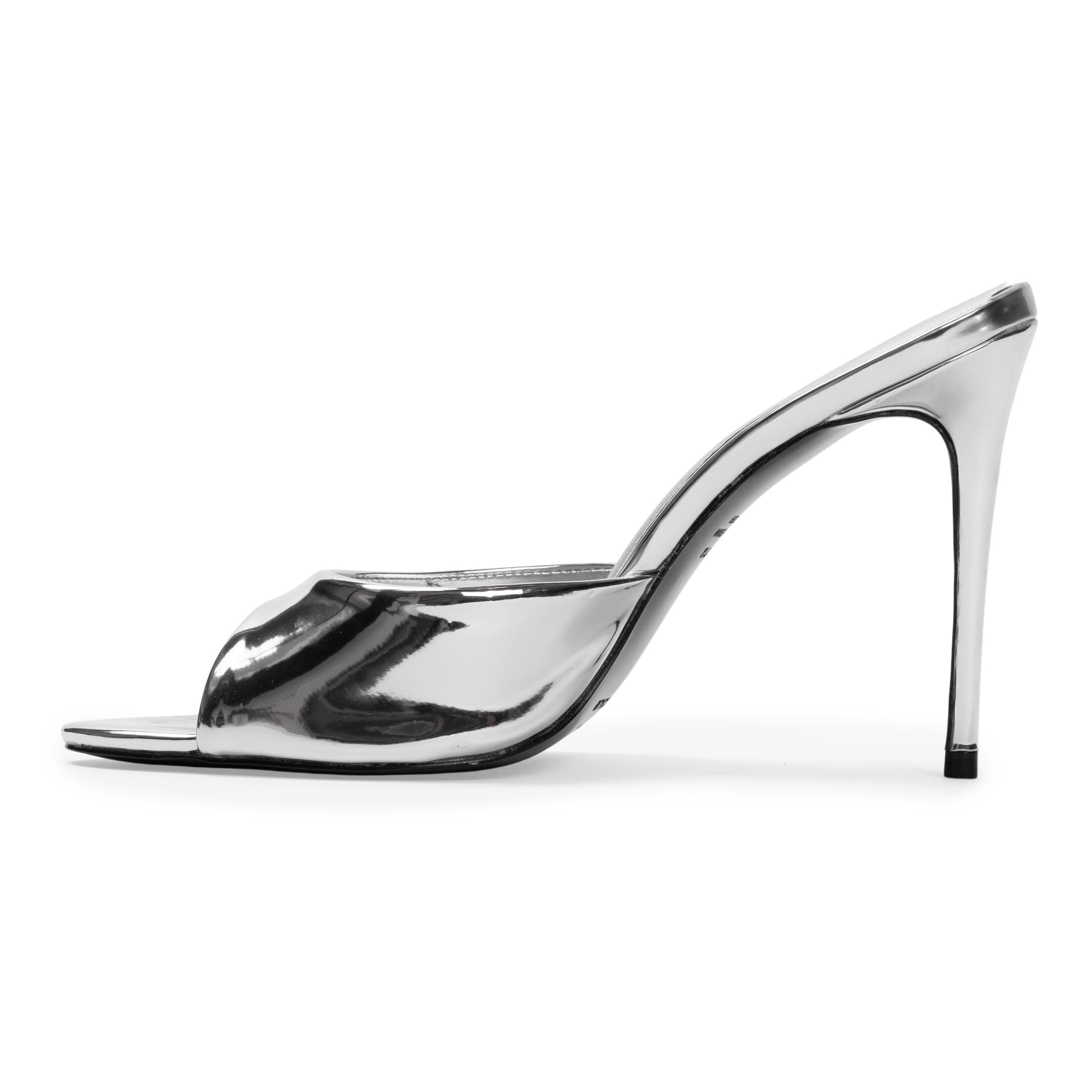 BLACK SUEDE STUDIO Jazz 100 Metallic Mule, Alternate, color, Silver Mirror Metallic