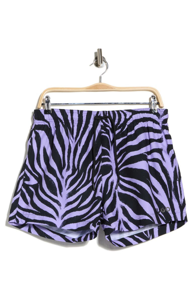 BOSS Zebra Stripe Swim Trunks, Main, color, Open Purple