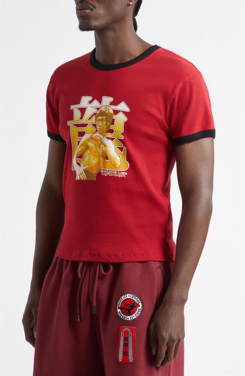 LU'U DAN Bruce Lee Rib Cotton Ringer T-Shirt, Alternate, color, Chilli
